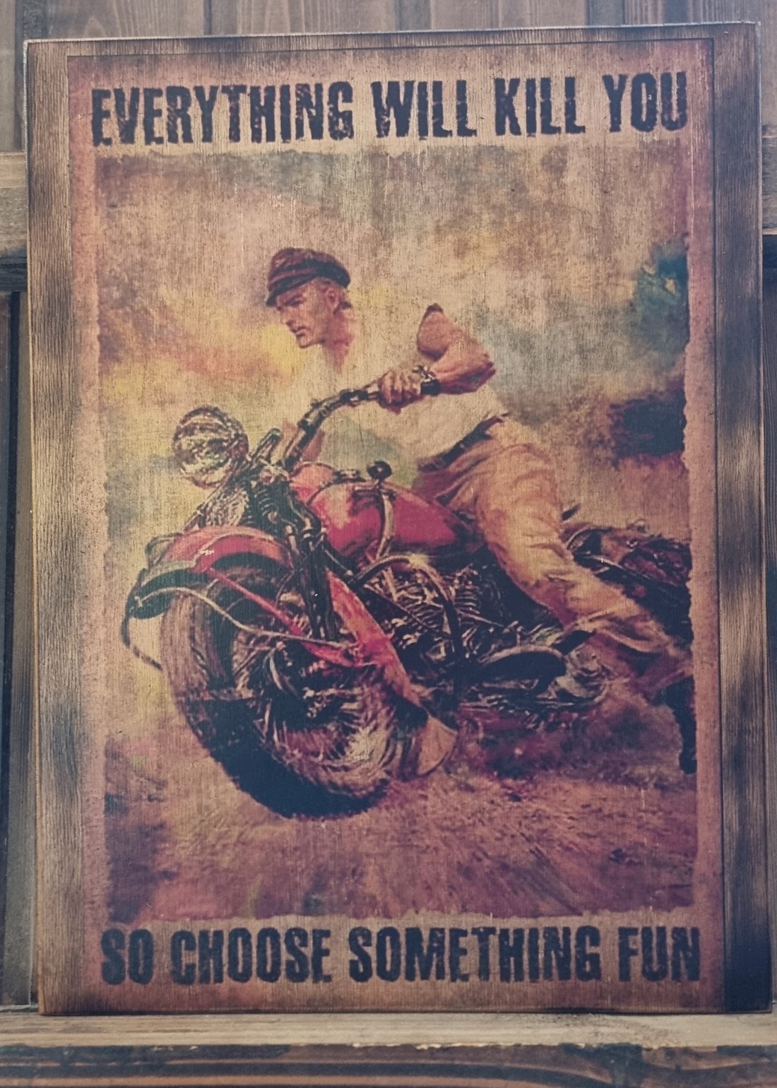 Harley Davidson imagine din lemn - casă & stil de viață - accesorii pentru decorat casa - picturi murale - artă de perete din lemn - Artynos.ro