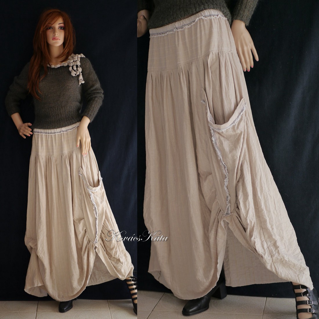 LUCA-SZOKNYA / natúr - layerslook fashion design - îmbrăcăminte și modă - haine damă - fustă damă - Artynos.ro