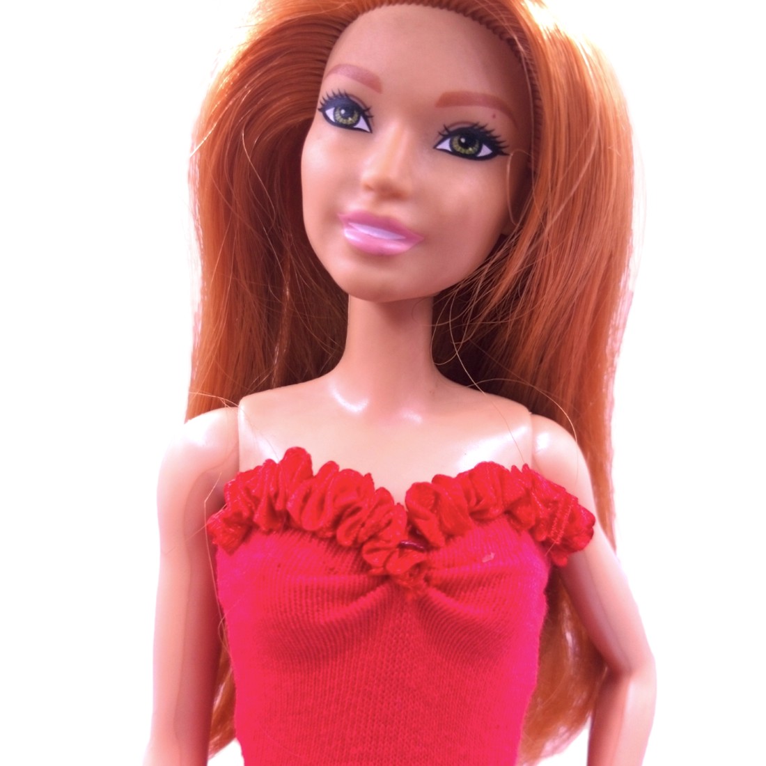 Rochie de seară extra lungă, cu volane, în stil sirenă, roșie � rochie pentru păpuși de tip Barbie (a020pr) - jucării și echipamente pentru copii - jucării și accesorii pentru copii - haine de barbie - Artynos.ro