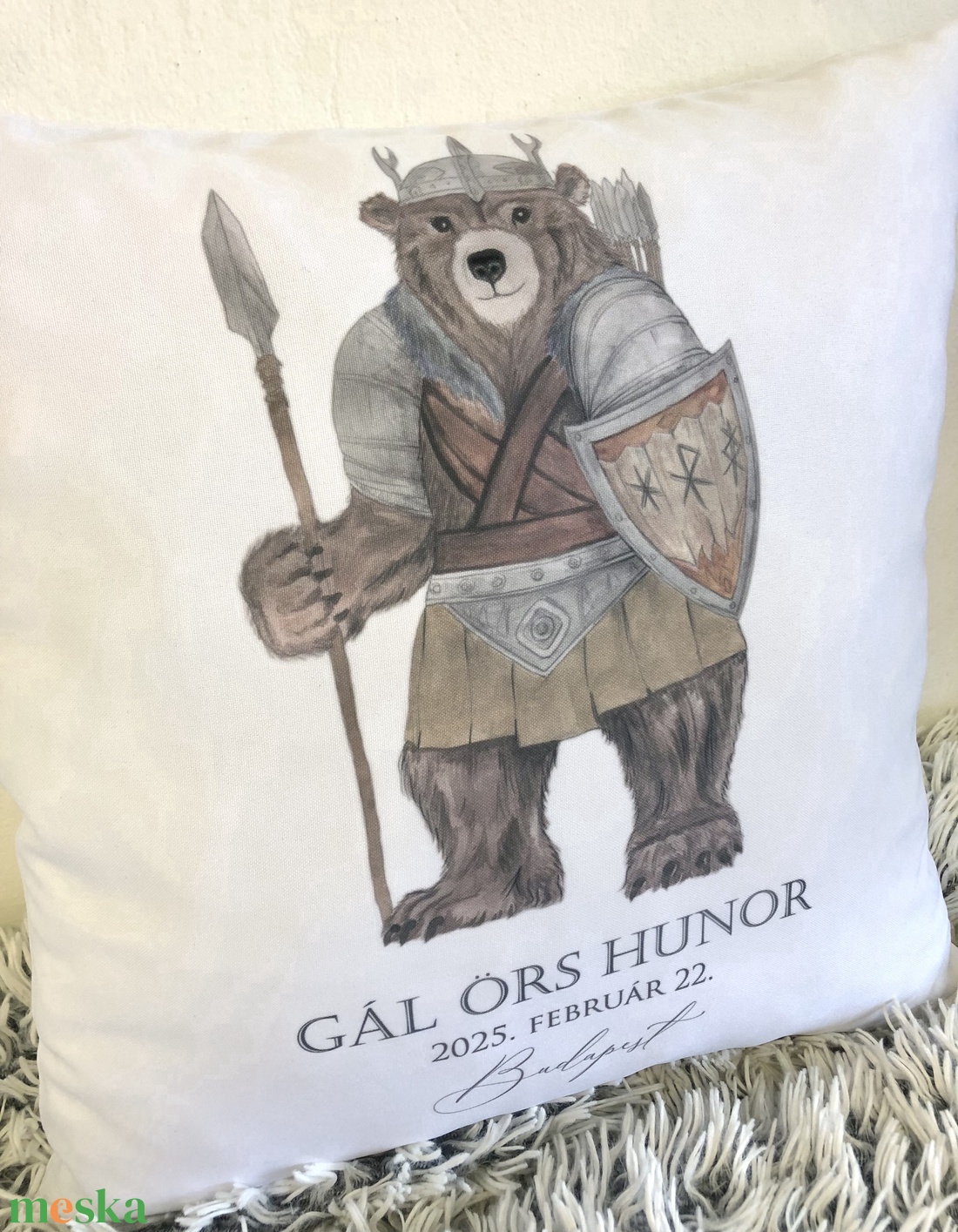 Ursuleț de pluș Viking pentru botez, pernă suvenir cadou de naștere a ursulețului cu detalii unice, pentru botez, decor  - casă & stil de viață - textile de casă - perne - Artynos.ro