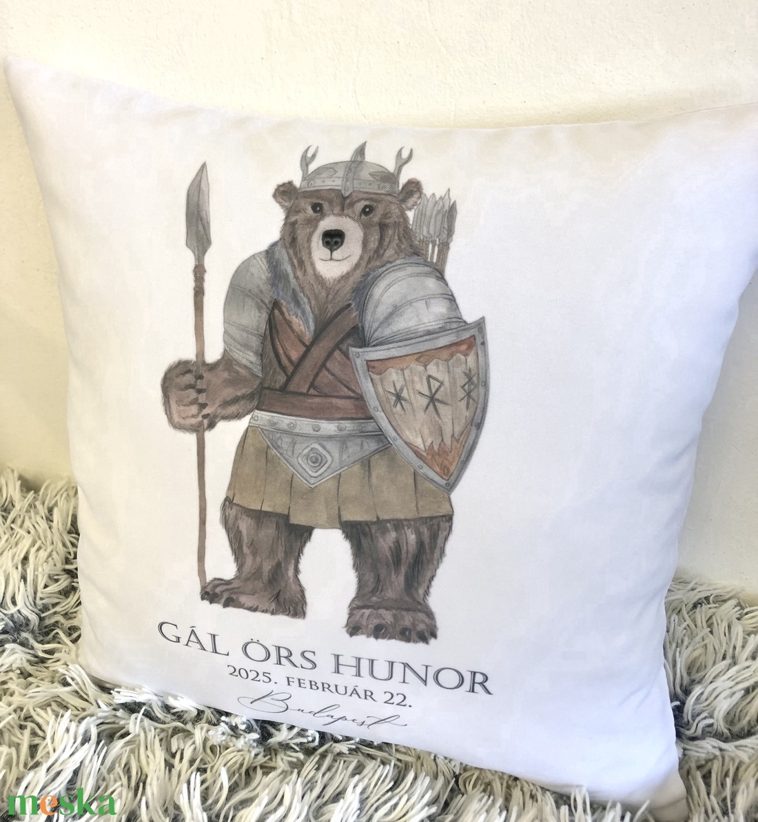Ursuleț de pluș Viking pentru botez, pernă suvenir cadou de naștere a ursulețului cu detalii unice, pentru botez, decor  - casă & stil de viață - textile de casă - perne - Artynos.ro