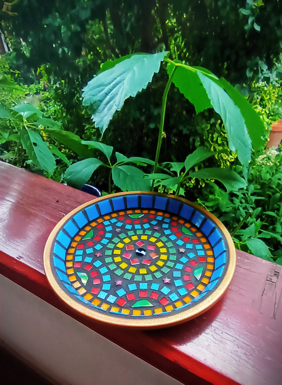 REKREDENC - Bol colorat pentru păsări, cu mozaic, 25 cm -  - Artynos.ro