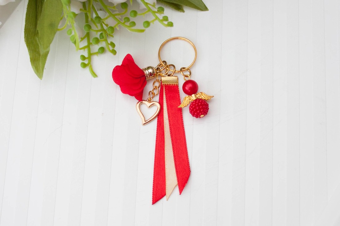 Breloc, ornament pentru geantă - Angelfish roșu/dorat - genți și portofele - accesorii genți - breloc - Artynos.ro