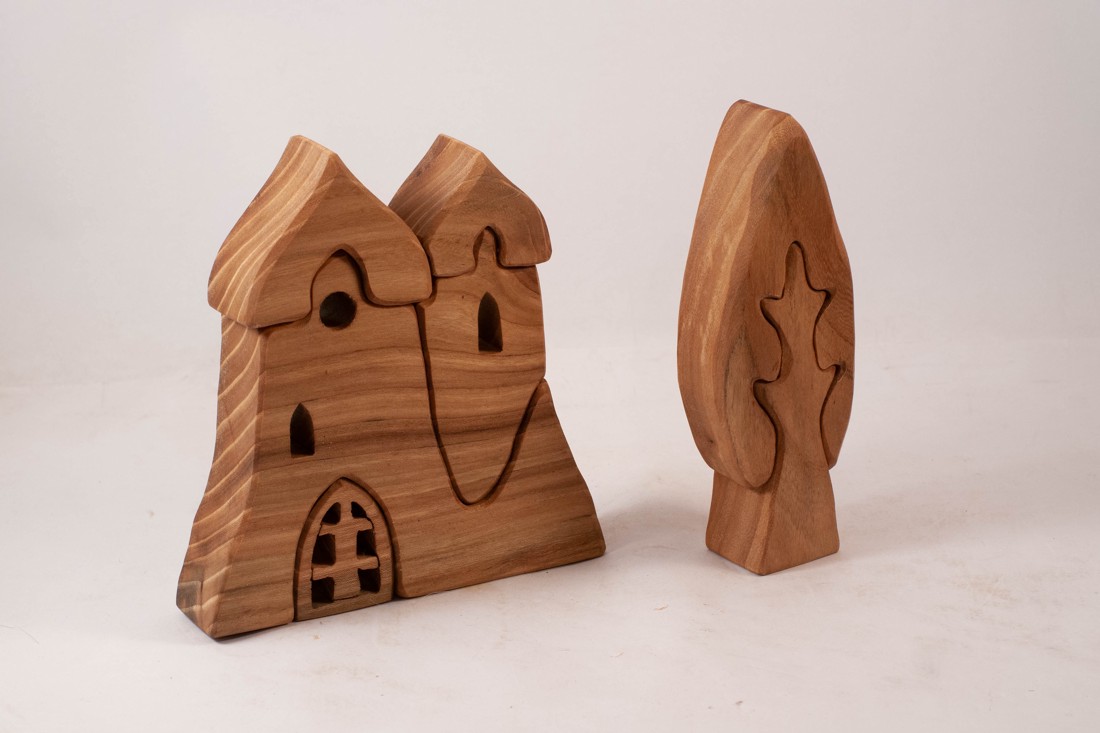  Castel din lemn, biserică + lemn, constructor din lemn, puzzle - jucării și echipamente pentru copii - puzzle, jocuri puzzle - puzzle din lemn - Artynos.ro