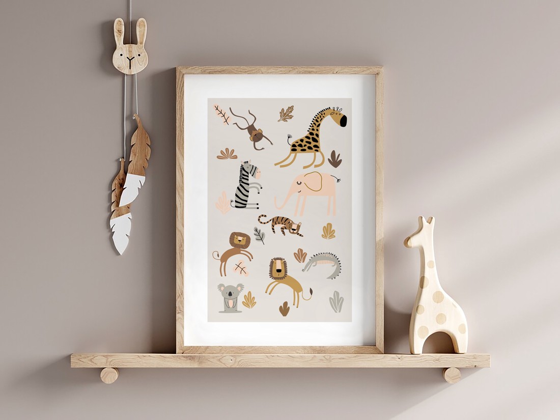 Safari imagine animal, poster minimal, arta de perete camera copiilor -  - Artynos.ro