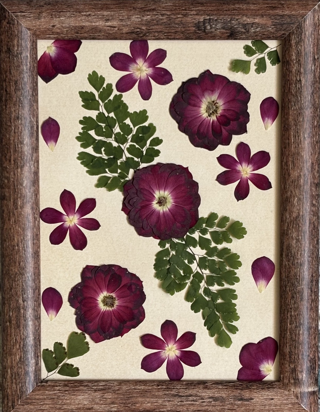 Tablou Botanic: Trandafiri și Ferigă, Dimensiune 16x21 cm - casă & stil de viață - decorațiuni de casă - accesorii florale - buchete de flori - Artynos.ro