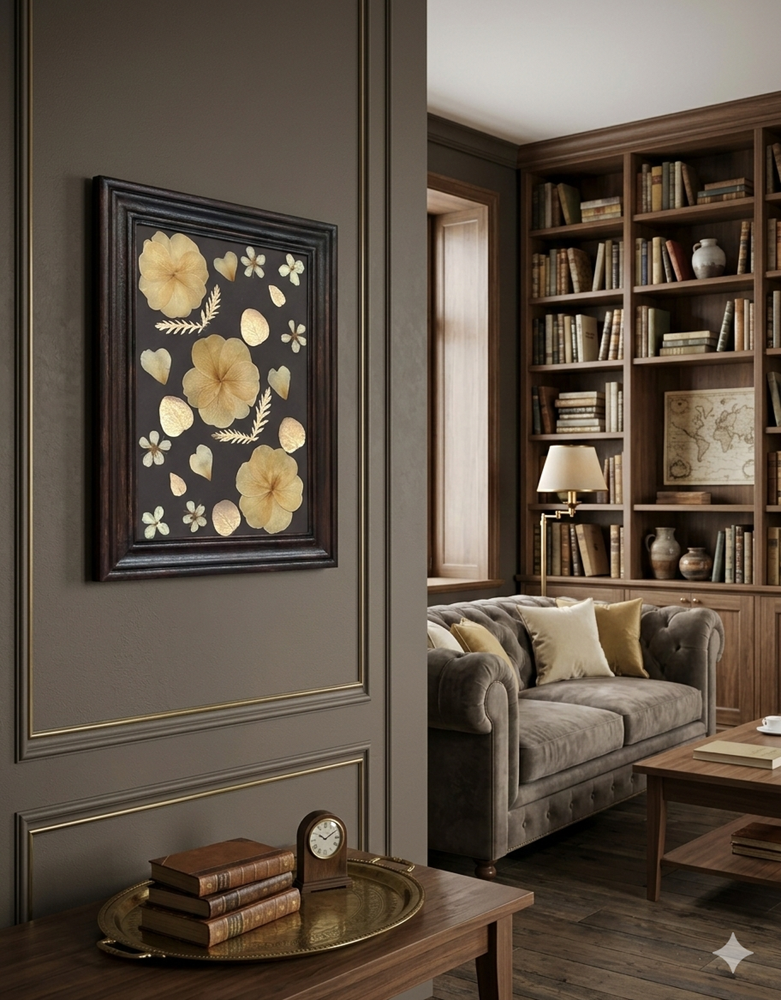 Tablou Botanic cu Flori Presate și Ramă din Lemn Recondiționat - casă & stil de viață - decorațiuni de casă - accesorii florale - buchete de flori - Artynos.ro