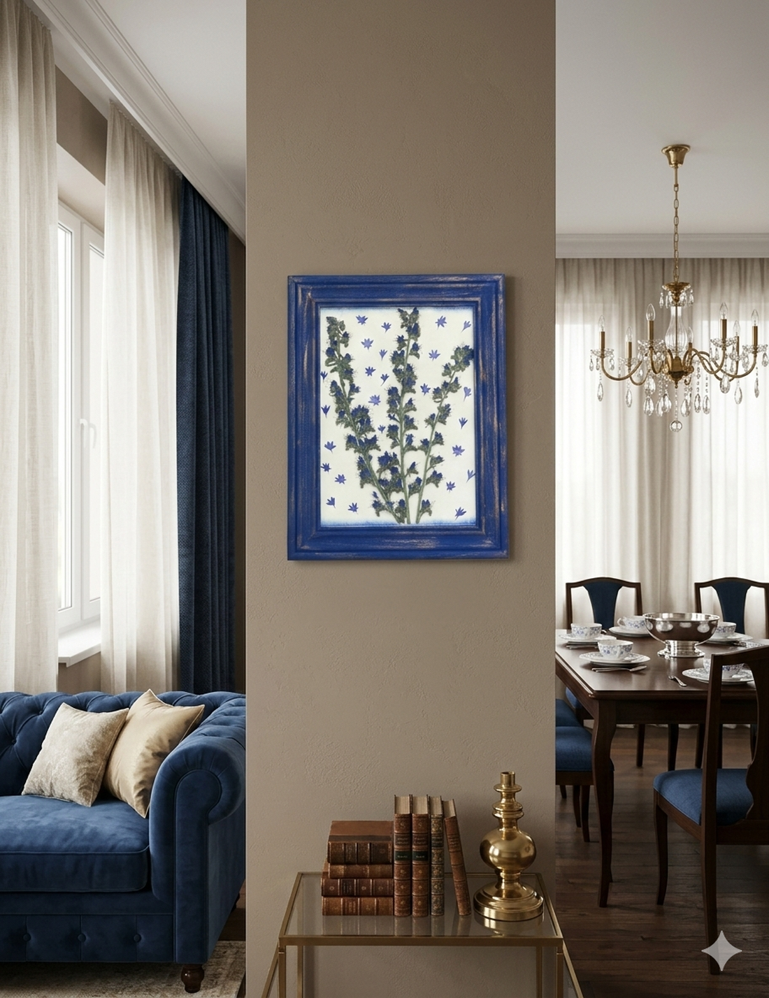 Tablou cu flori sălbatice albastre - casă & stil de viață - decorațiuni de casă - decorațiuni de masă și rafturi - grădini din sticlă - Artynos.ro