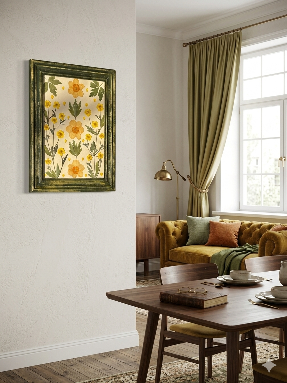 Tablou handmade cu flori presate în ramă patinată - casă & stil de viață - decorațiuni de casă - accesorii florale - buchete de flori - Artynos.ro