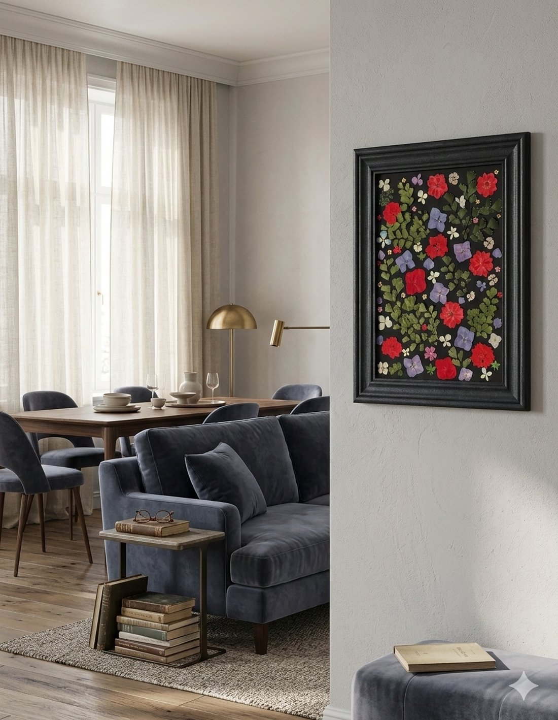 Herbar Premium Midnight Botanical � Compoziție Florală în Ramă Neagră - casă & stil de viață - decorațiuni de casă - accesorii florale - buchete de flori - Artynos.ro