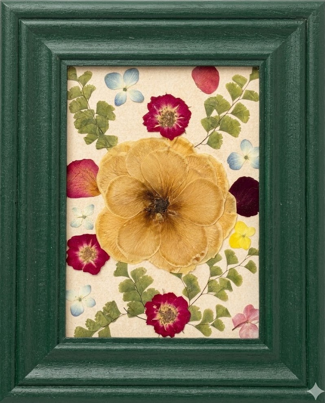 Tablou Botanic cu Flori Presate și Ramă Verde - casă & stil de viață - decorațiuni de casă - accesorii florale - buchete de flori - Artynos.ro