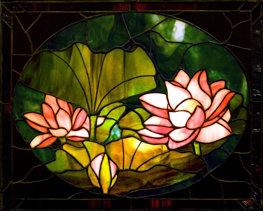 Lotuși Tavi, imagine de perete tiffany luminoasă - casă & stil de viață - decorațiuni de casă - picturi murale - artă murală din sticlă - Artynos.ro