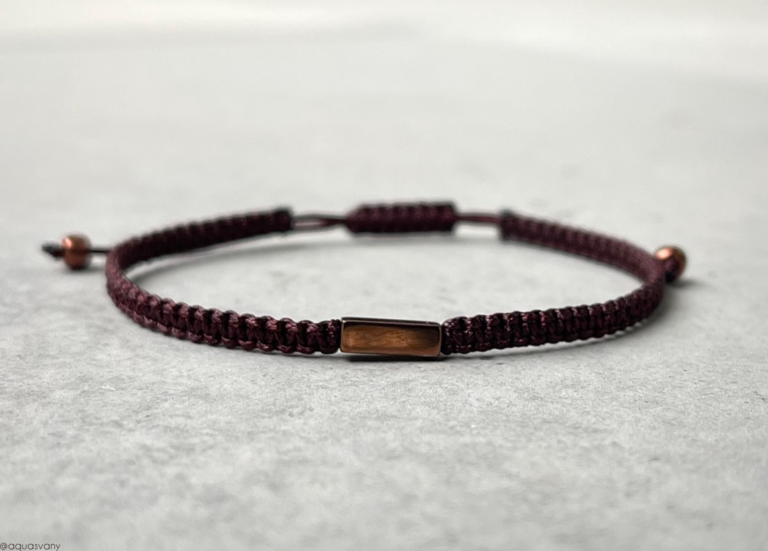 Brățară minerală macramé minimalistă din hematit -  - Artynos.ro