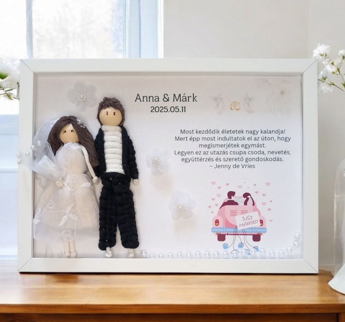 Cadou de nunta - Personalizabil macramé imagine 3D cu cuplu de logodnă -  - Artynos.ro