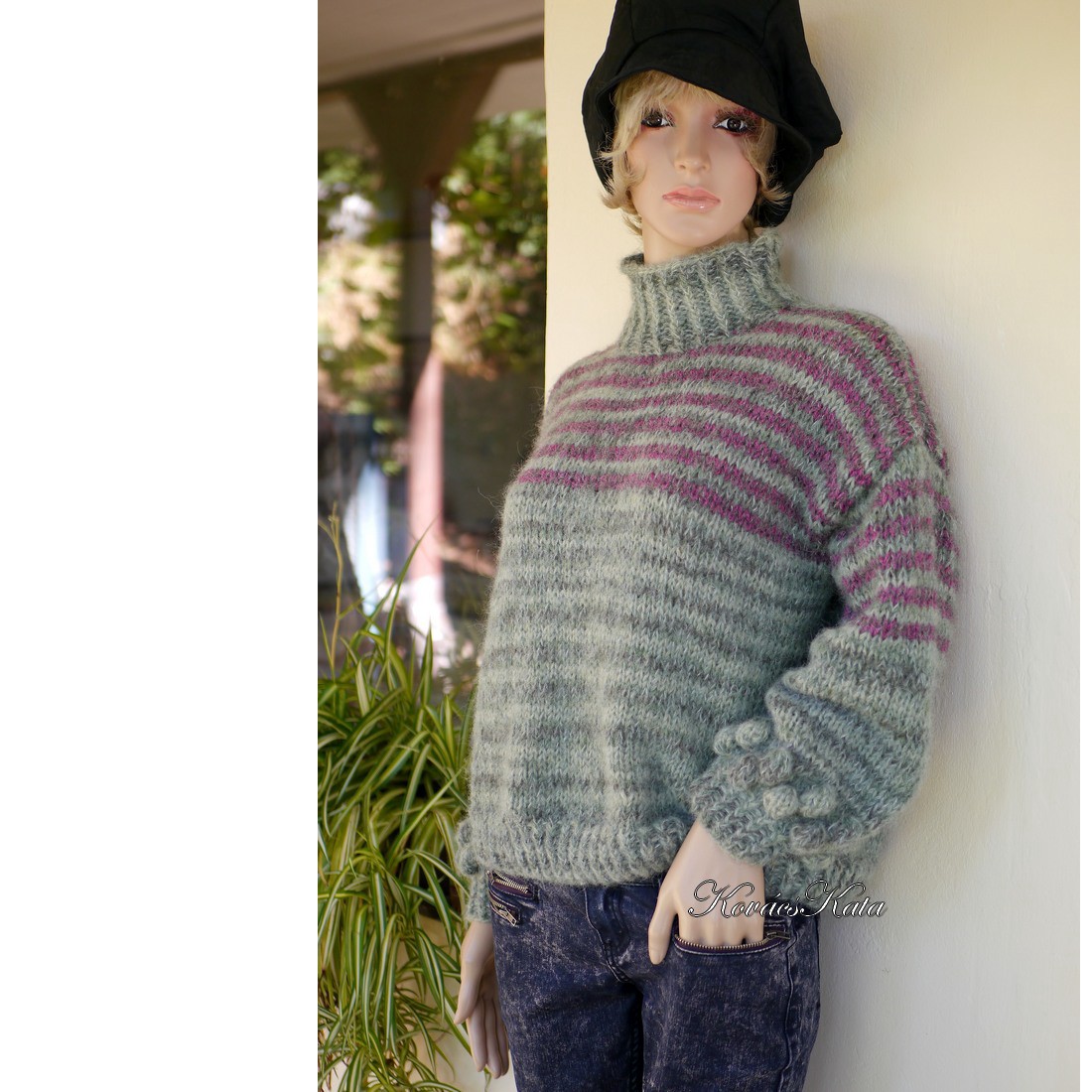SALVIA ALPAKA  - pulover trendy tricotat manual - îmbrăcăminte și modă - haine damă - hanorace, cardigane - Artynos.ro