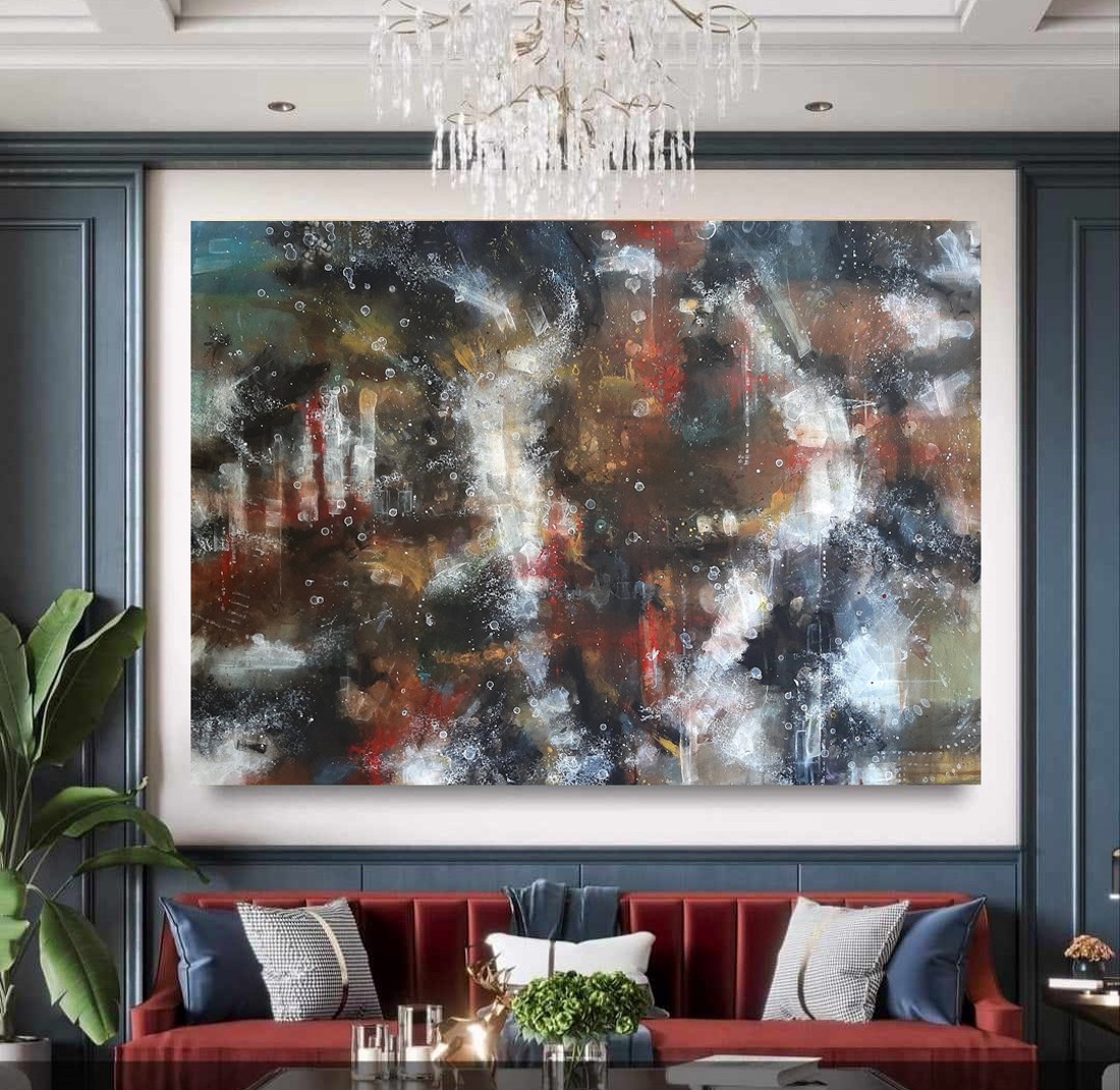 Pictură abstractă pe pânză cu gigantul spațial, de Zsolt Böszörményi Kovács -  - Artynos.ro