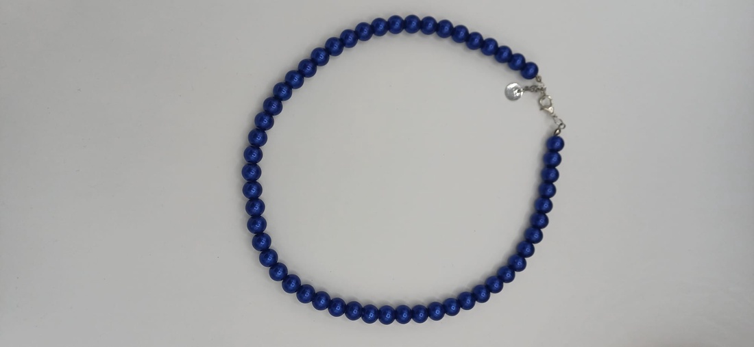 Colier din perle de sticla albastre intens - bijuterii - coliere - coliere din perle - Artynos.ro