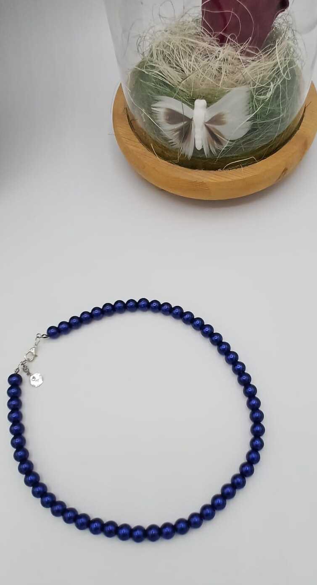 Colier din perle de sticla albastre intens - bijuterii - coliere - coliere din perle - Artynos.ro