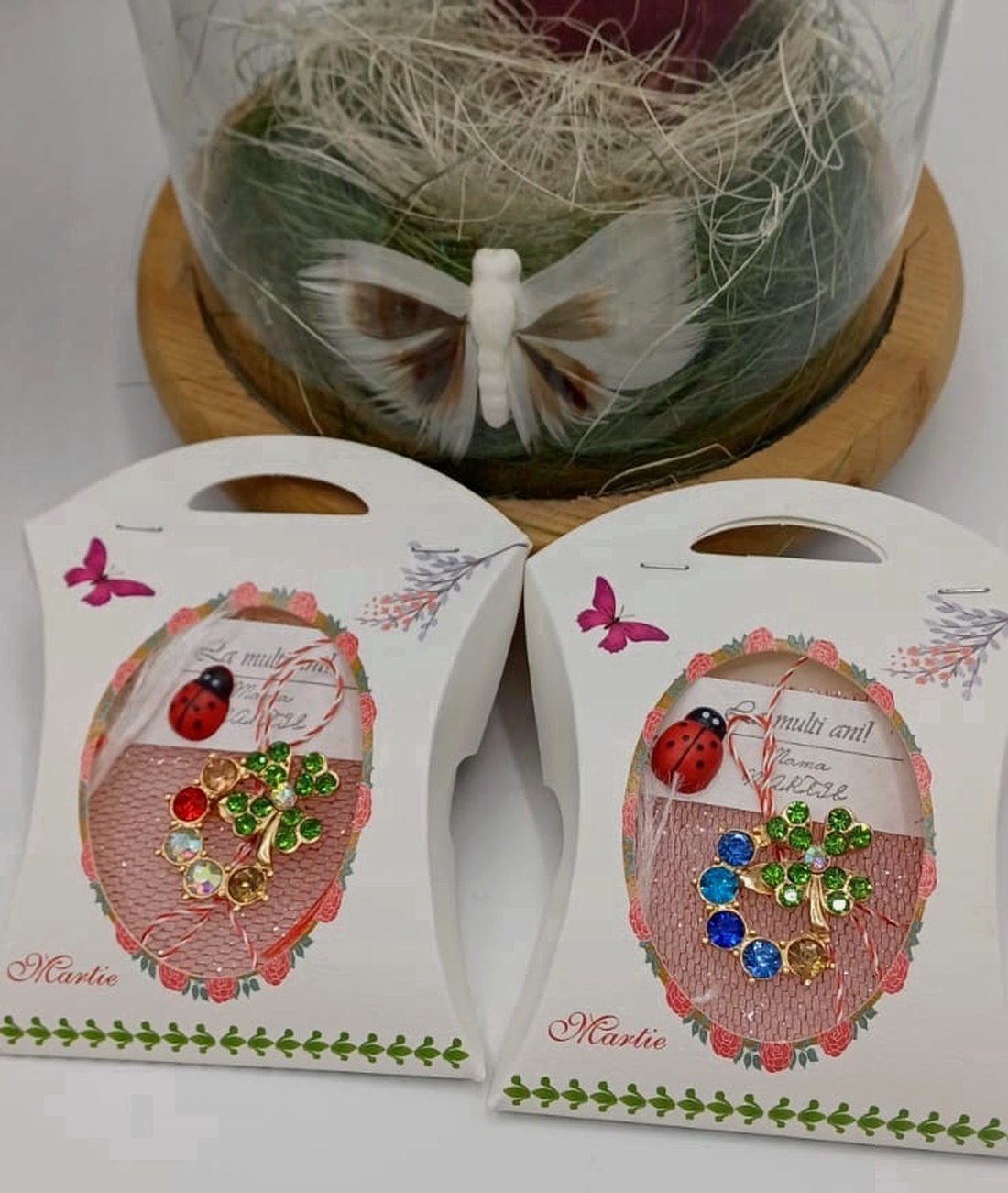 Martisor Trifoi si pietre cu buburuza - bijuterii - mărțișor - Artynos.ro