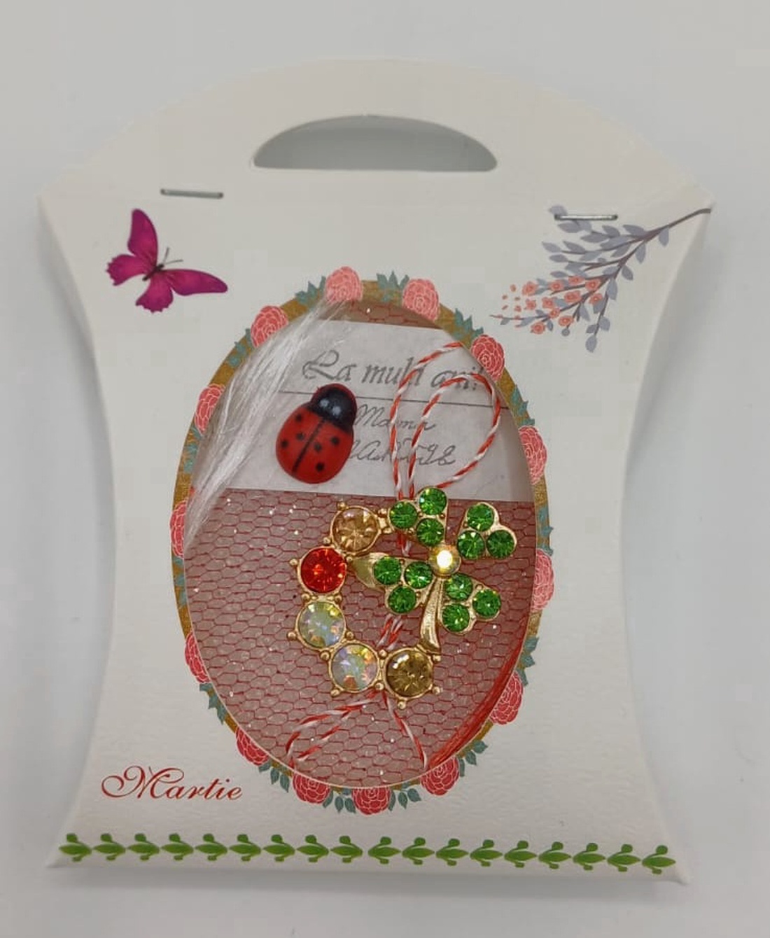 Martisor Trifoi si pietre cu buburuza - bijuterii - mărțișor - Artynos.ro