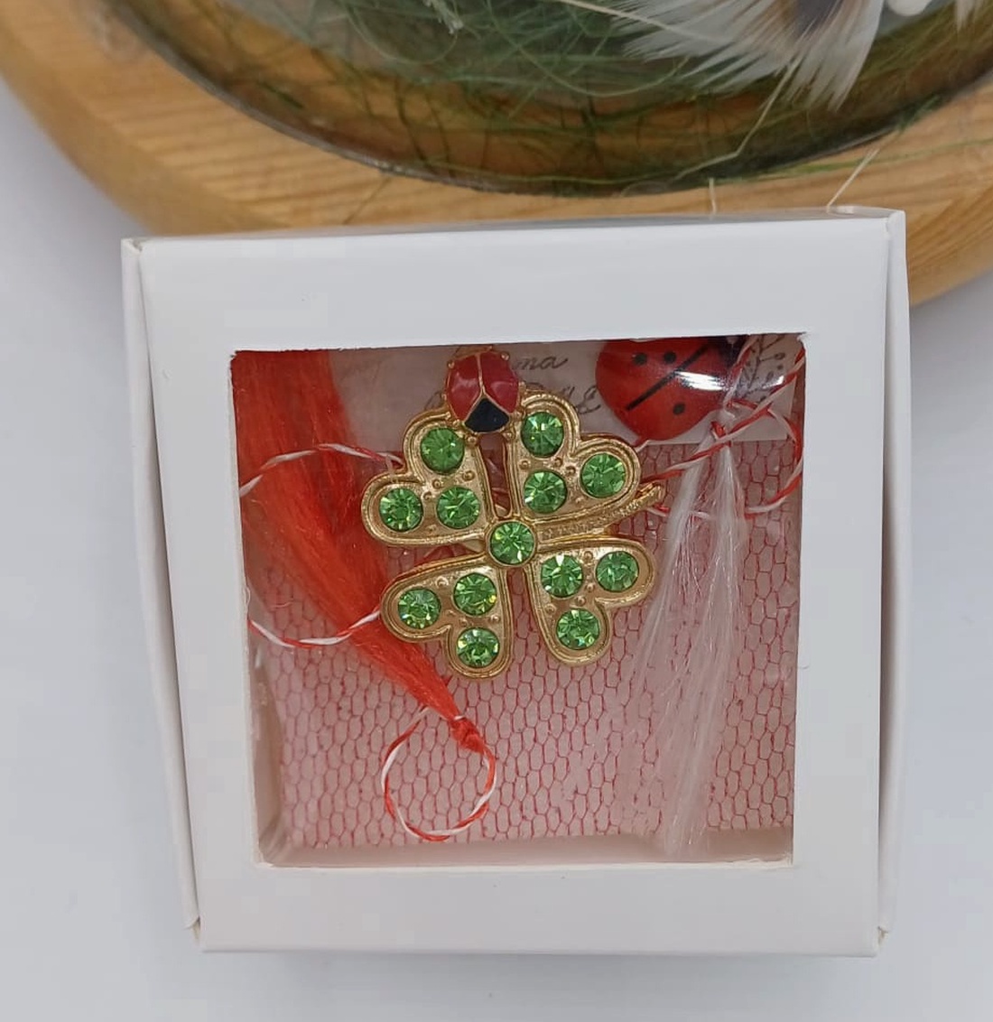 Mărțișor trifoi cu patru foi � simbol al norocului și prosperității - bijuterii - mărțișor - Artynos.ro