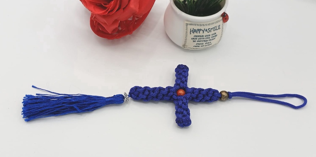 Cruce decorativă din șnur � lucrată manual - casă & stil de viață - accesorii religioase - binecuvântarea casei - Artynos.ro
