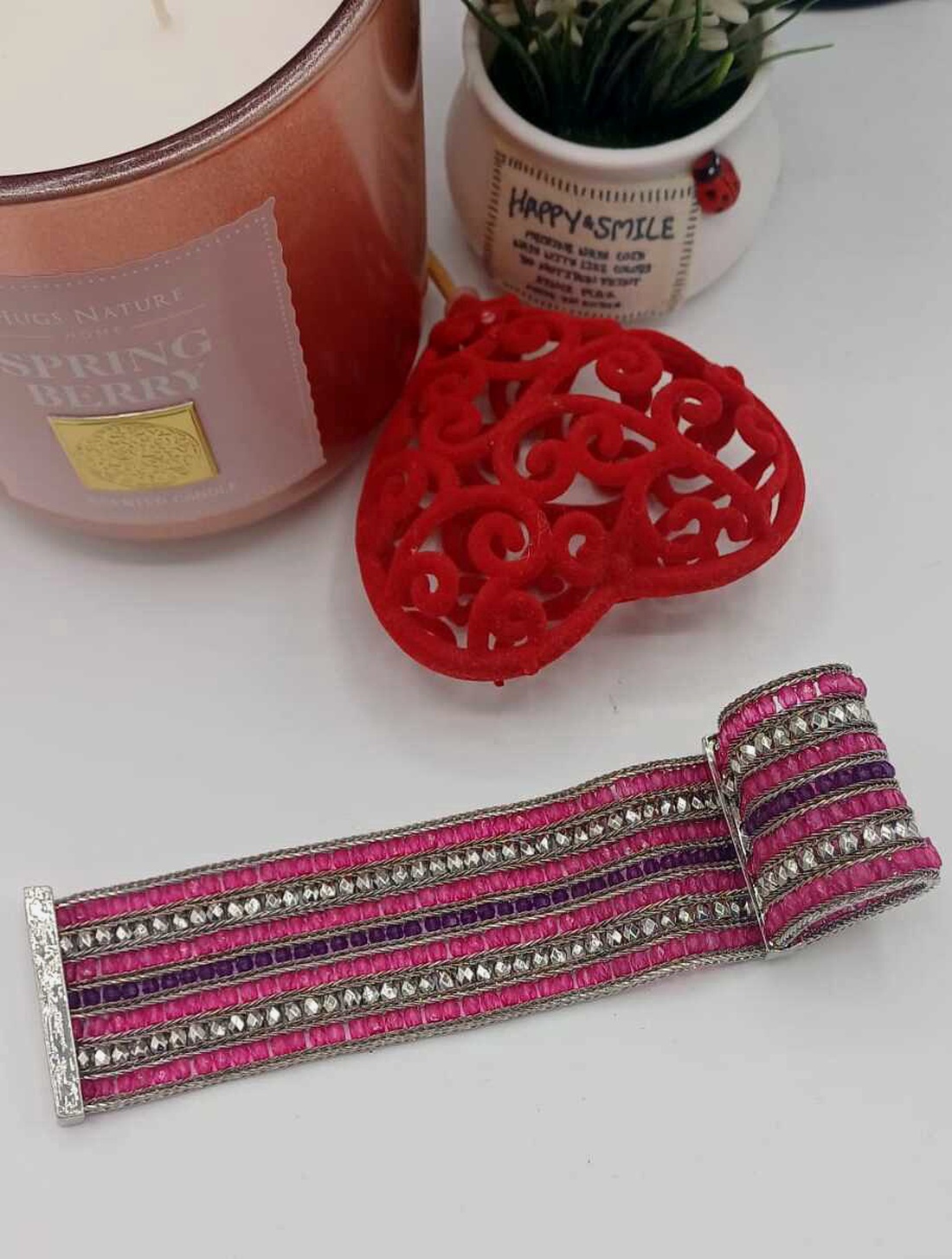 Brățară elegantă cu închidere magnetică, realizată din fire fine de metal împletite - bijuterii - brățări - brățări din mărgele - Artynos.ro