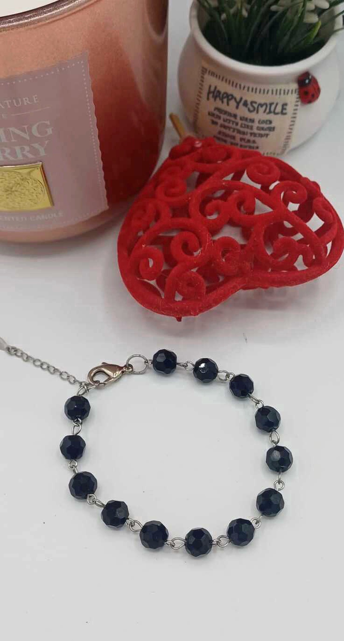 Brățară unisex / masculină cu mărgele din sticla negre fațetate - bijuterii - brățări - brățări din mărgele - Artynos.ro