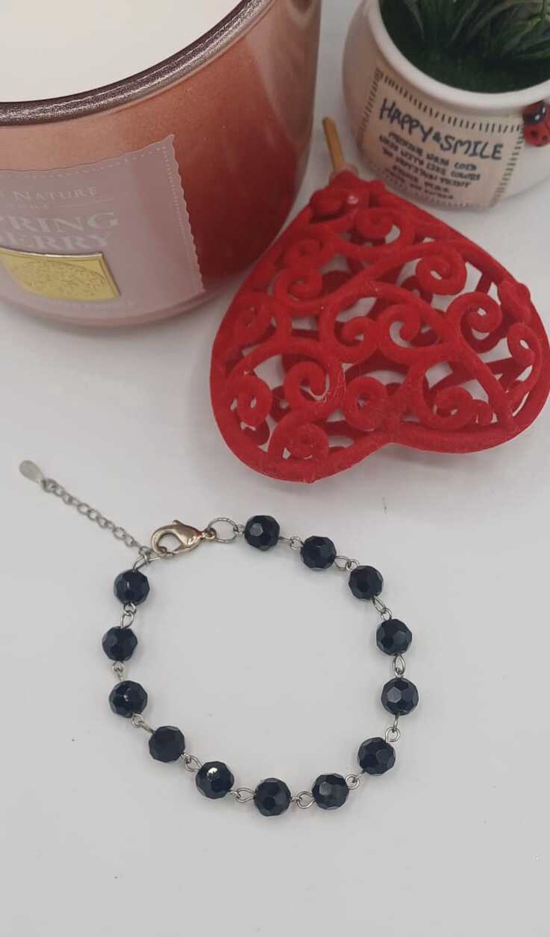 Brățară unisex / masculină cu mărgele din sticla negre fațetate - bijuterii - brățări - brățări din mărgele - Artynos.ro