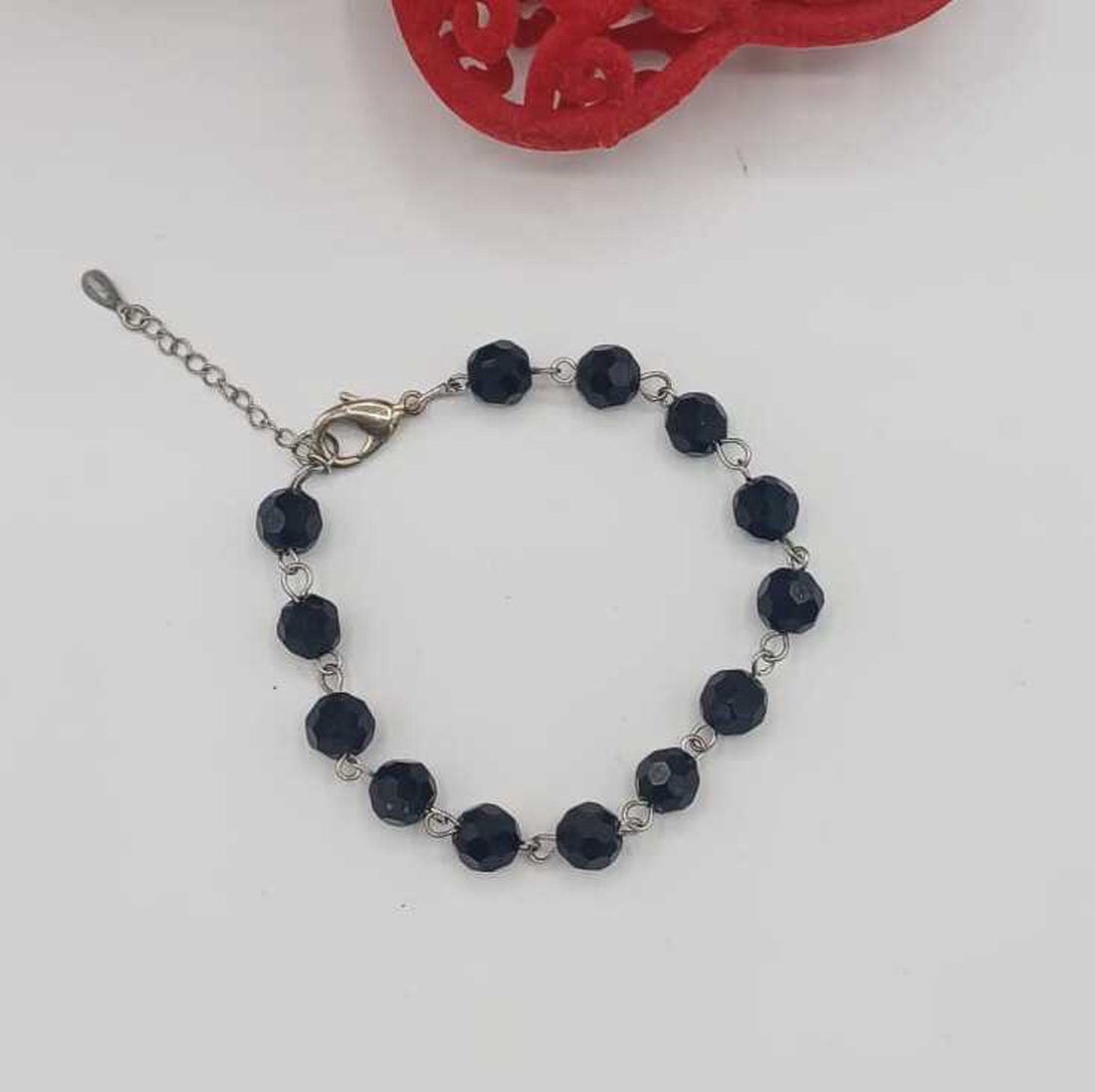 Brățară unisex / masculină cu mărgele din sticla negre fațetate - bijuterii - brățări - brățări din mărgele - Artynos.ro