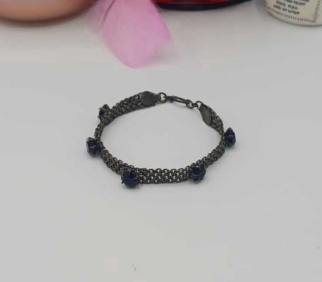 Brățară delicată realizată din lanț metalic cu aspect vintage, în nuanțe negru închis - bijuterii - brățări - brățări împletite - Artynos.ro