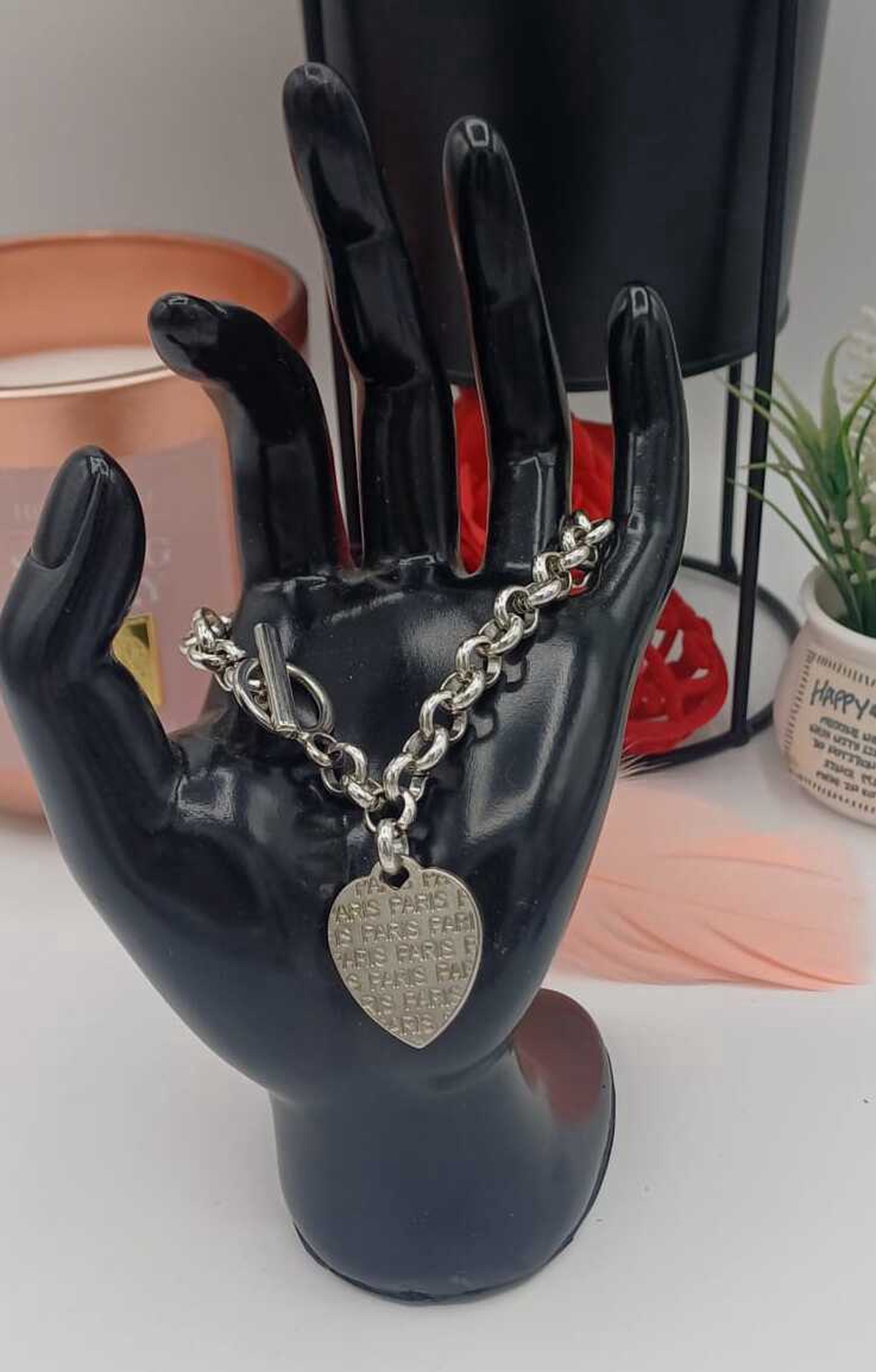  brățară elegantă, cu aer urban-chic, realizată din lanț metalic argintiu cu zale rotunde - bijuterii - brățări - brățări din pietre semiprețioase - Artynos.ro