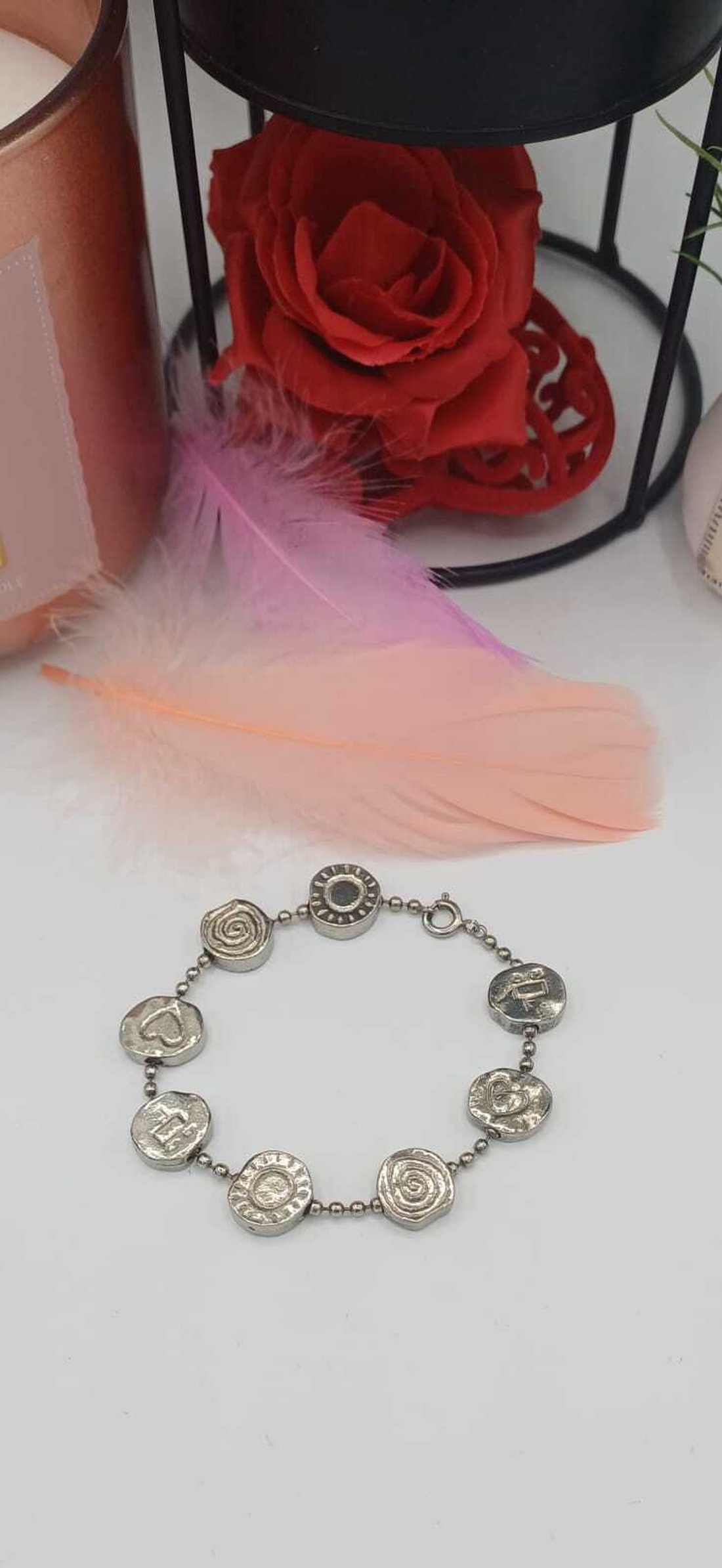 Brățară integral metalică, realizată din aliaj argintiu cu aspect ușor antic/vintage - bijuterii - brățări - brățări din pietre semiprețioase - Artynos.ro