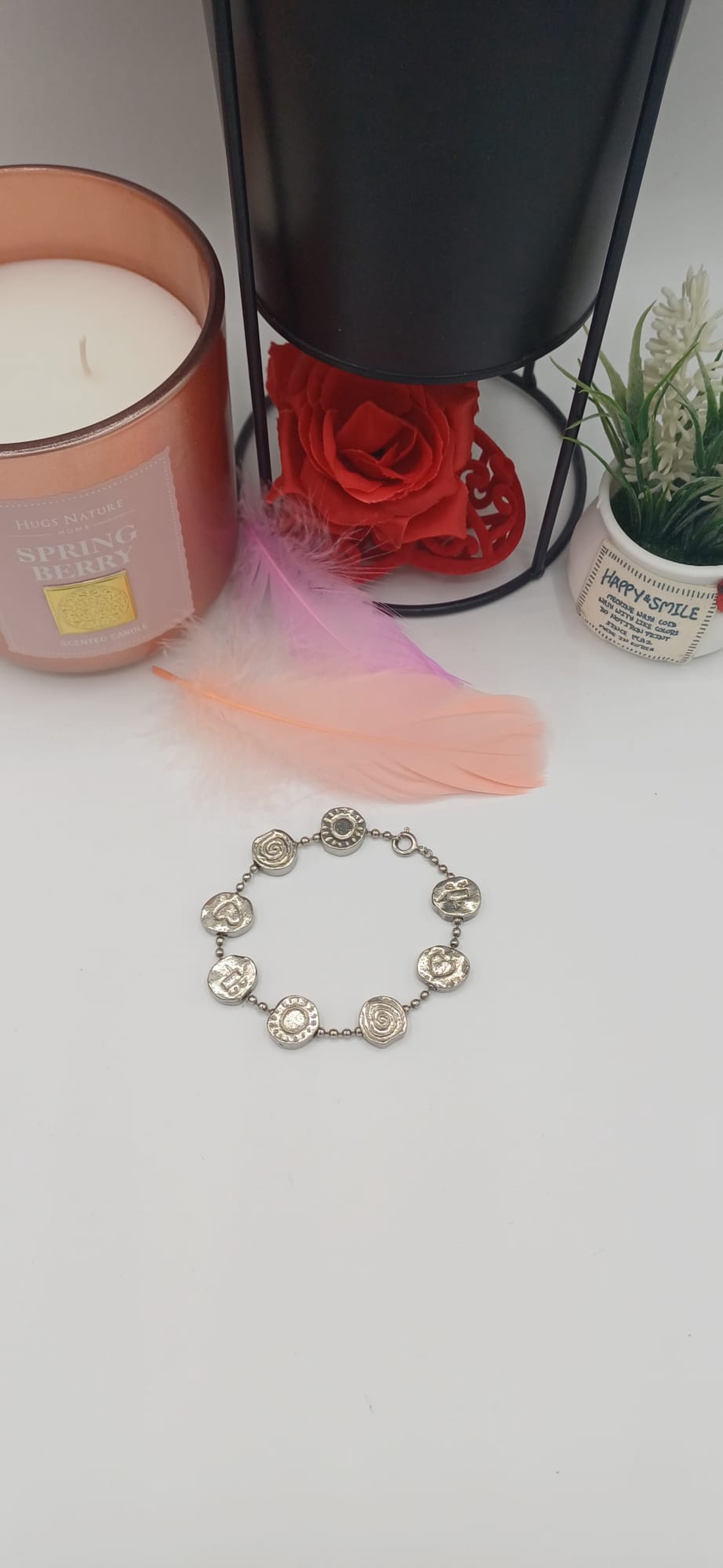 Brățară integral metalică, realizată din aliaj argintiu cu aspect ușor antic/vintage - bijuterii - brățări - brățări din pietre semiprețioase - Artynos.ro