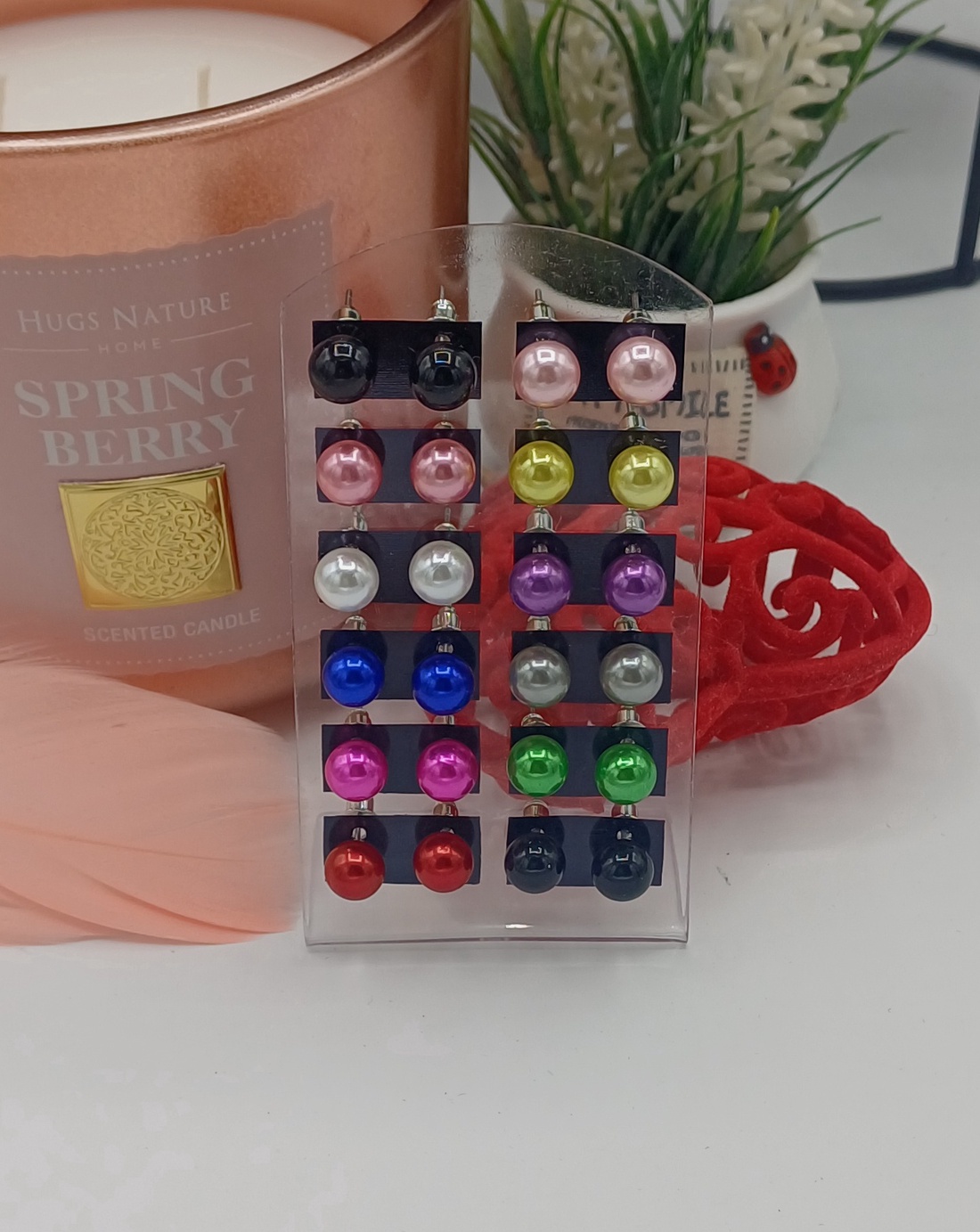 Cercei tip stud cu perle colorate - bijuterii - cercei - cercei din mărgele - Artynos.ro