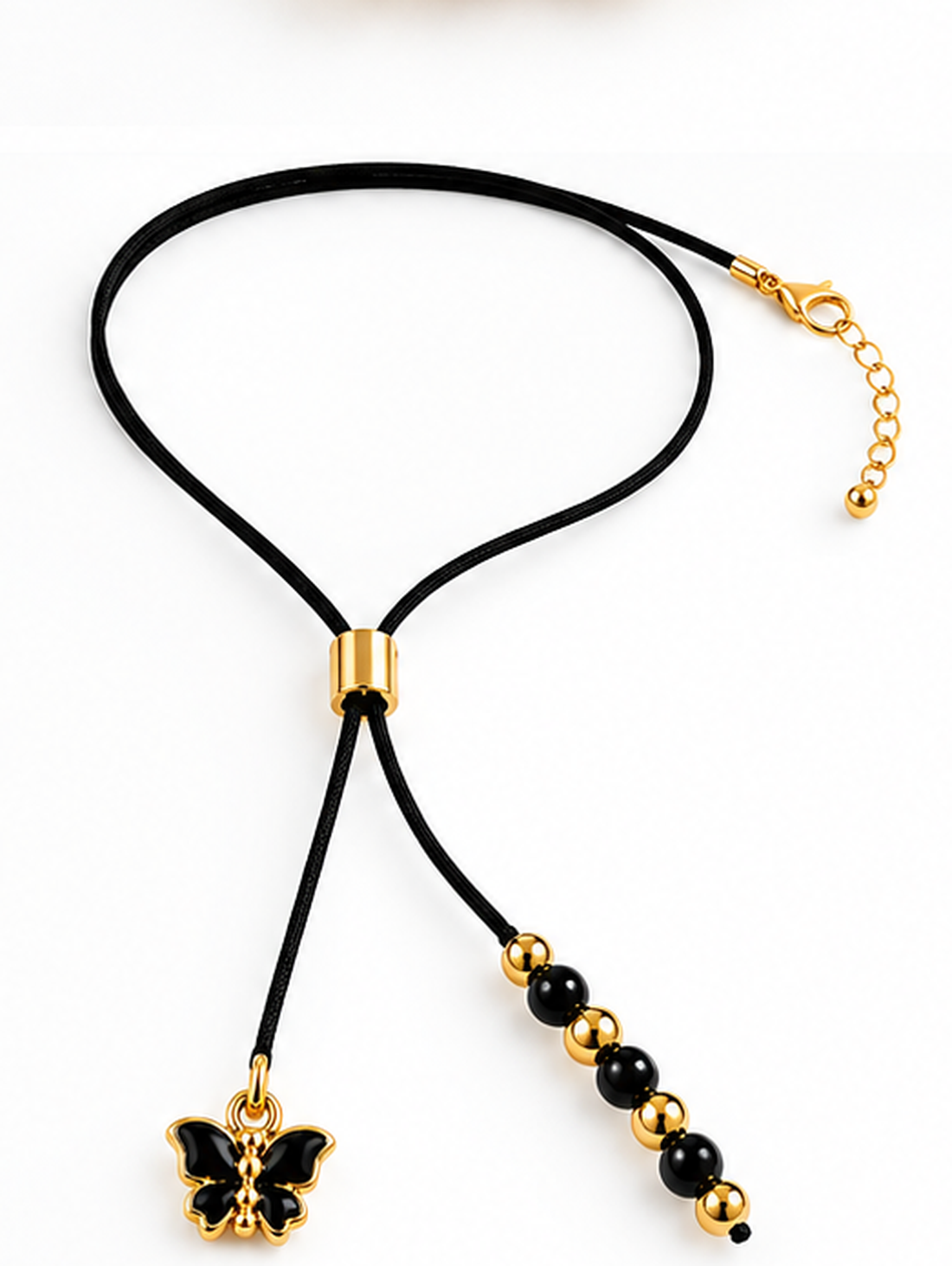 Colier pe șnur negru cu accesorii - bijuterii - coliere - coliere cu multiple șiruri - Artynos.ro