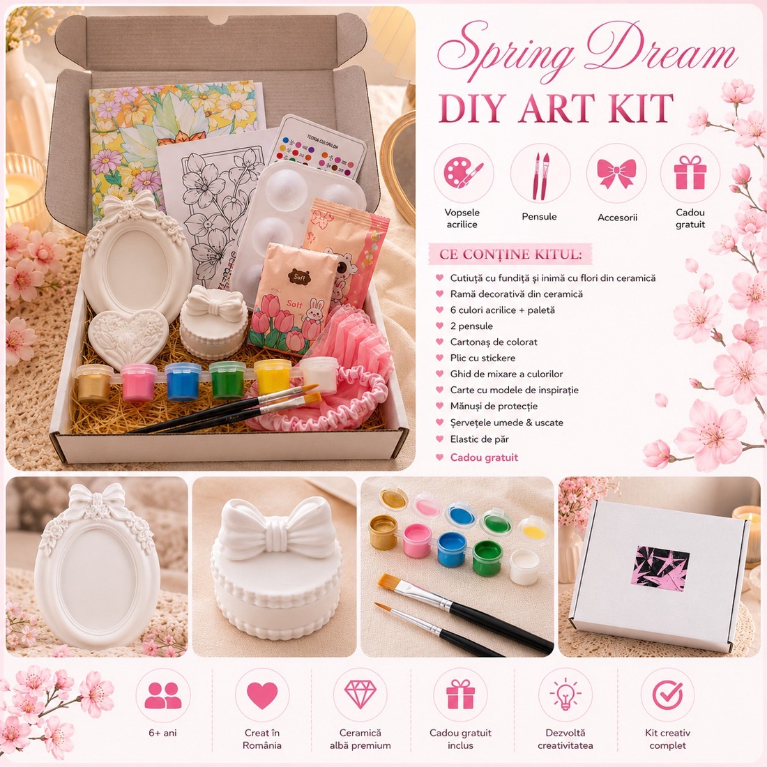 Spring Dream - DIY Art Kit creativ de pictat din ceramică - arte vizuale și accesorii  - sculptură - sculpturi și figurine din ceramică - Artynos.ro