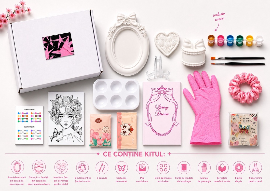 Spring Dream - DIY Art Kit creativ de pictat din ceramică - arte vizuale și accesorii  - sculptură - sculpturi și figurine din ceramică - Artynos.ro