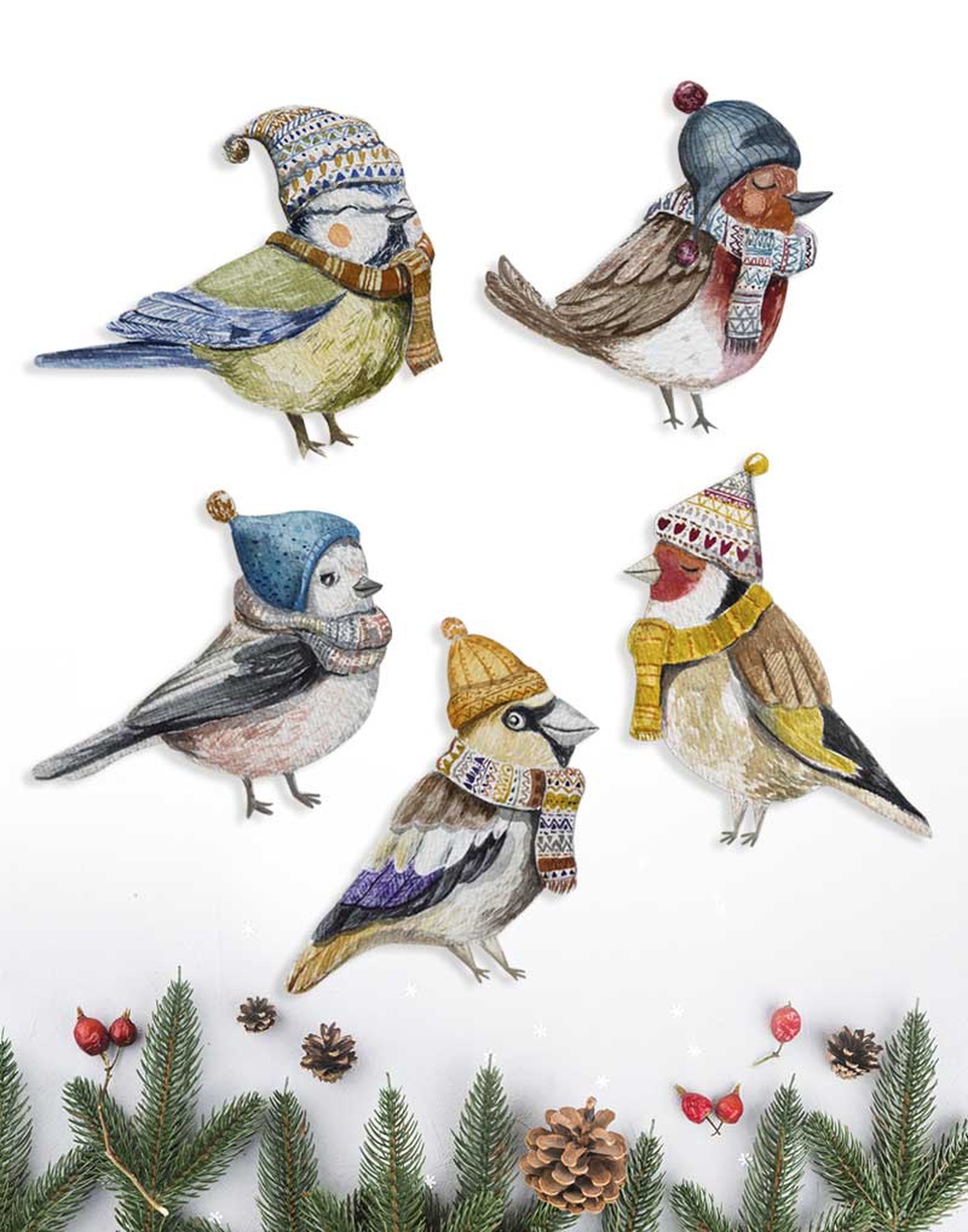 Colecția de ornamente pentru bradul de Crăciun cu 5 păsări de iarnă - crăciun - decorațiuni de crăciun de casă - decorațiuni pentru casă de crăciun - Artynos.ro