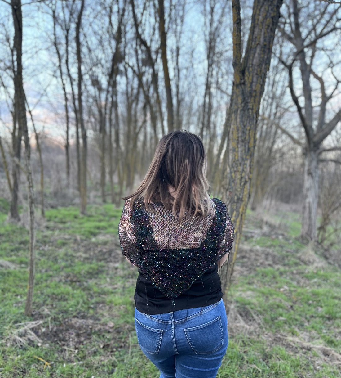 Șal artizanal cu paiete � Accesoriu glam unic - îmbrăcăminte și modă - eșarfe, pălării, fularuri - șaluri - Artynos.ro