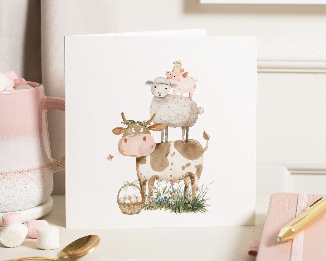 Carte poștală de Paște, felicitare de primăvară, card cadou pentru fermă - - Artynos.ro Carte poștală de Paște, felicitare de primăvară, card cadou pentru fermă - - Artynos.ro