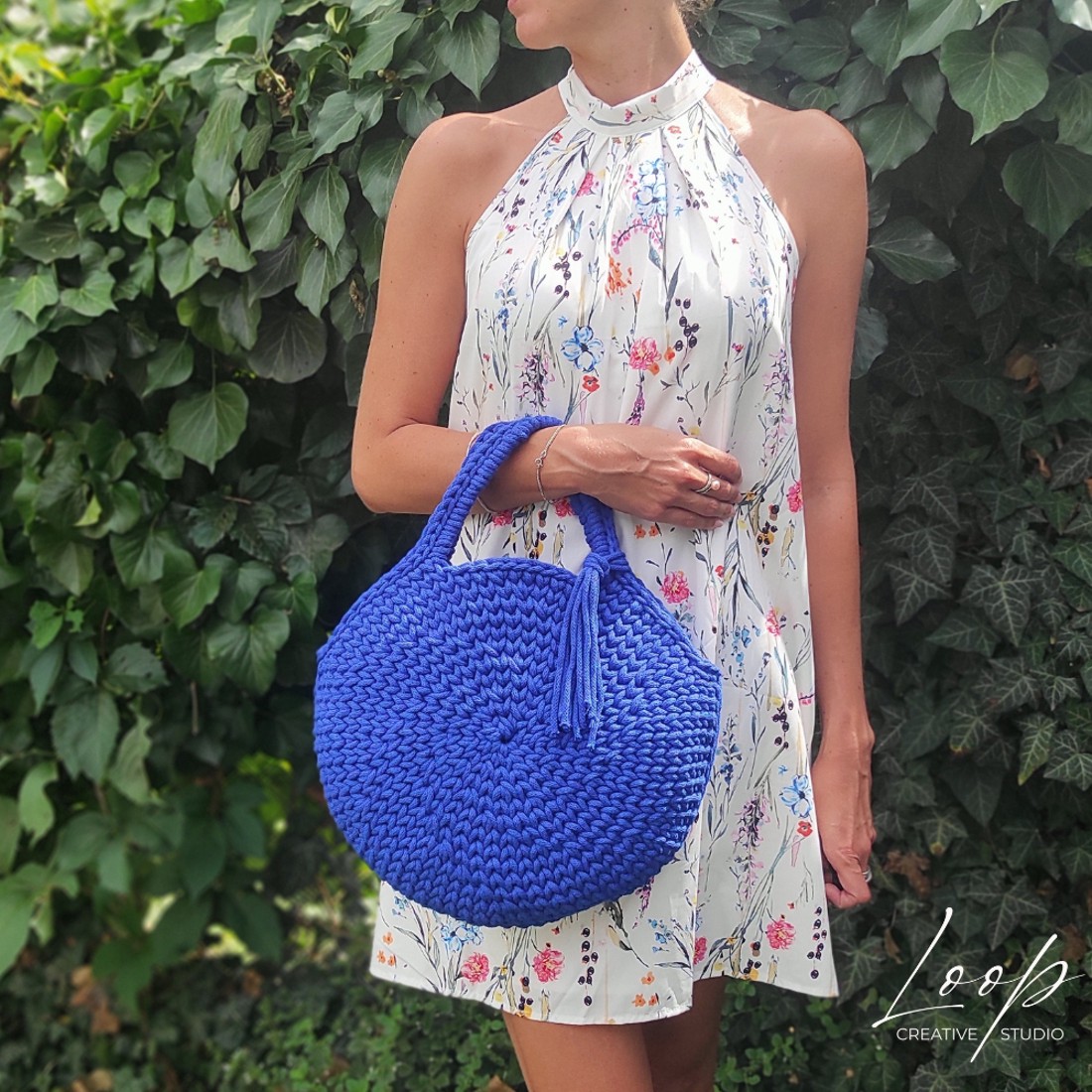 Geantă rotundă croșetată - genți și portofele - genți de mână și umăr - genți de mână - Artynos.ro