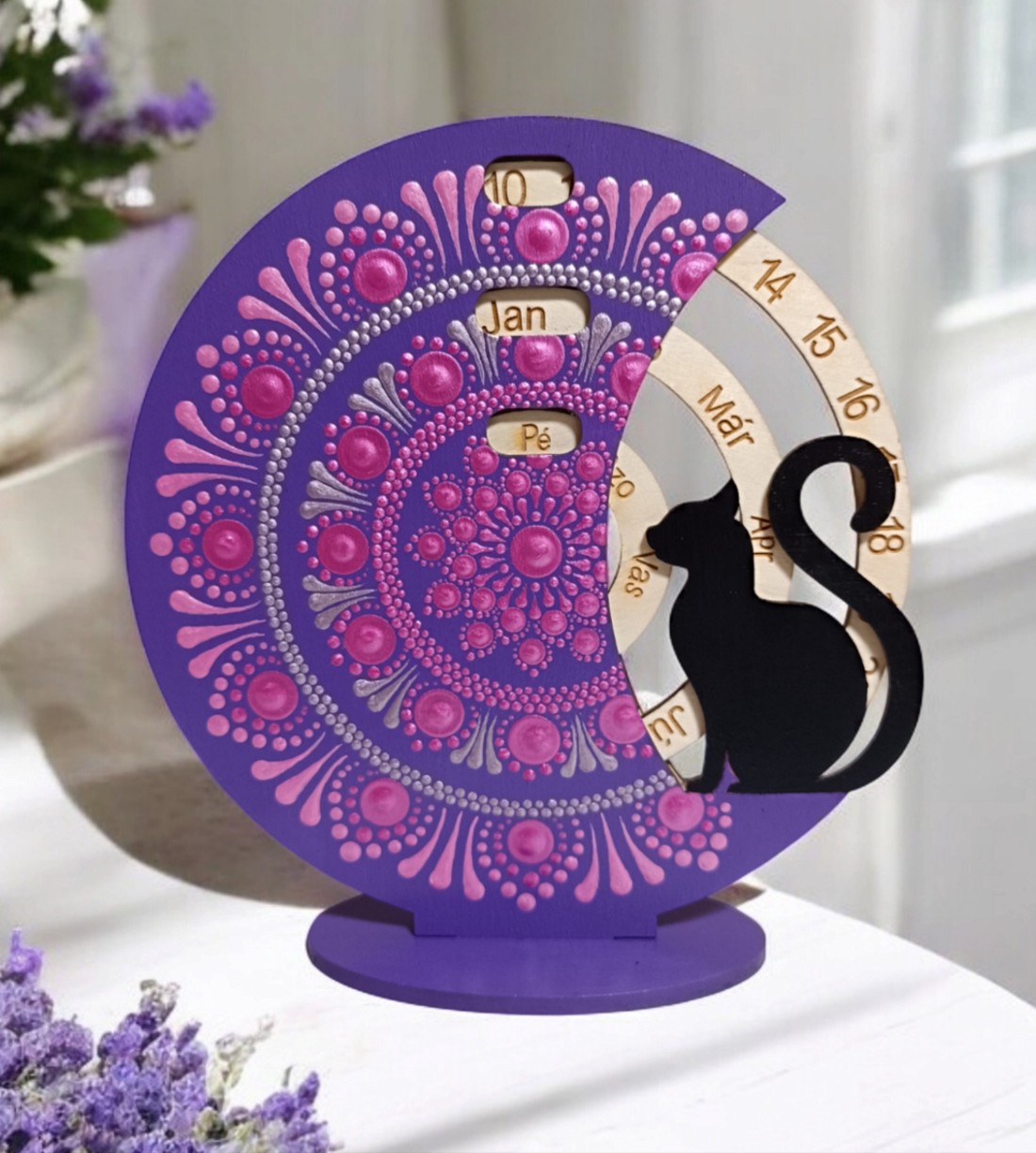 Calendar perpetuu Almond cu pisică - lavanda - - Artynos.ro Calendar perpetuu Almond cu pisică - lavanda - - Artynos.ro