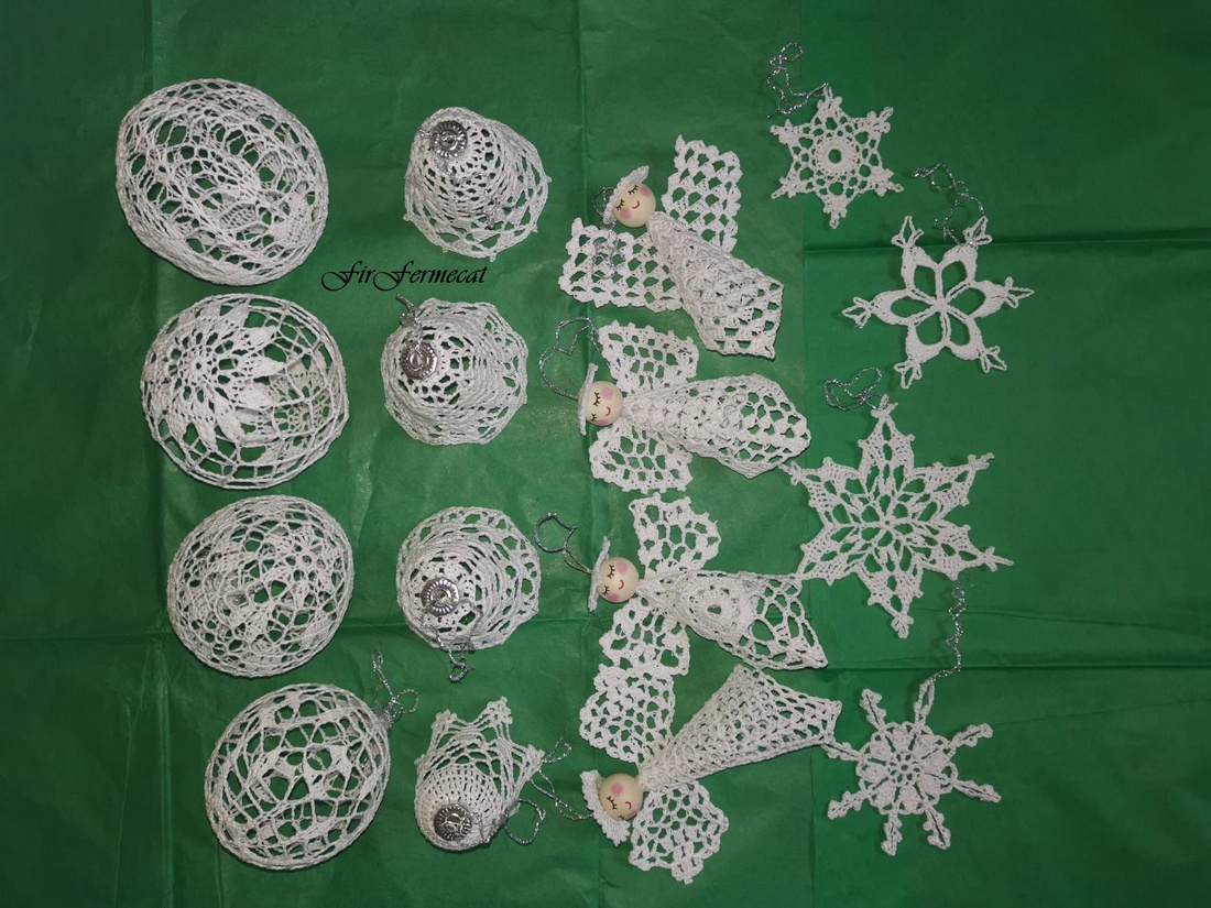 Set(16 buc) decorațiuni croșetate de Crăciun  handmade  - crăciun - decorațiuni de crăciun de casă - globuri de crăciun - Artynos.ro