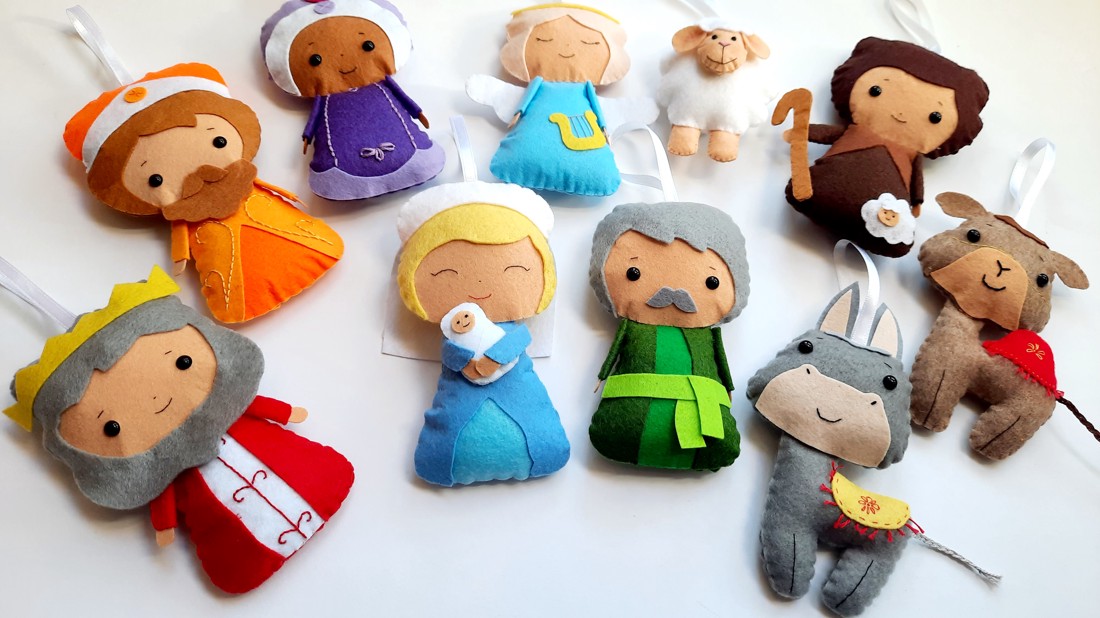 10 bucăți simțit ornament de Betleem - crăciun - decorațiuni de crăciun de casă - figurine pentru pomul de crăciun - Artynos.ro
