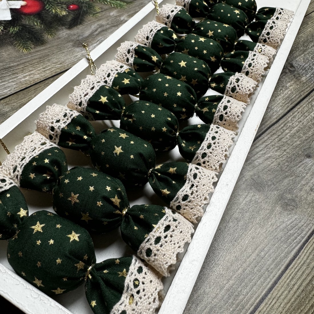 Bomboane saloane textile / set de 10/ - crăciun - decorațiuni de crăciun de casă - figurine pentru pomul de crăciun - Artynos.ro