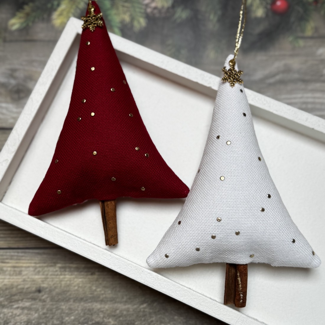 Ornament pom de Crăciun cu bețe de scorțișoară /set de 2/ - crăciun - decorațiuni de crăciun de casă - lumânări parfumate de crăciun - Artynos.ro