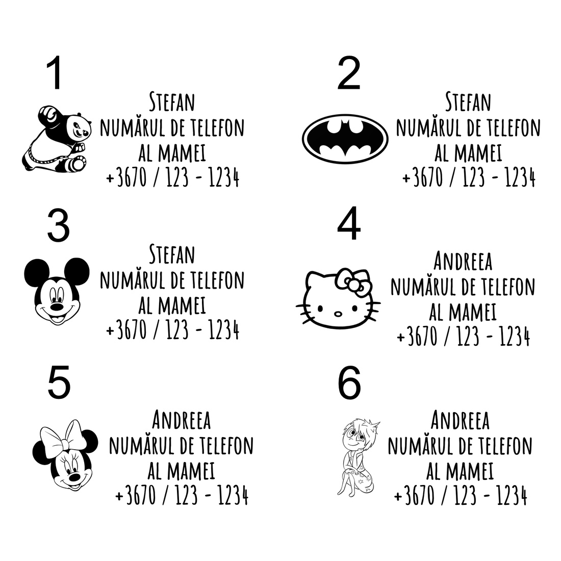 Tatuaj temporar cu numărul de telefon al părintelui (3 buc / pachet) - - Artynos.ro Tatuaj temporar cu numărul de telefon al părintelui (3 buc / pachet) - - Artynos.ro