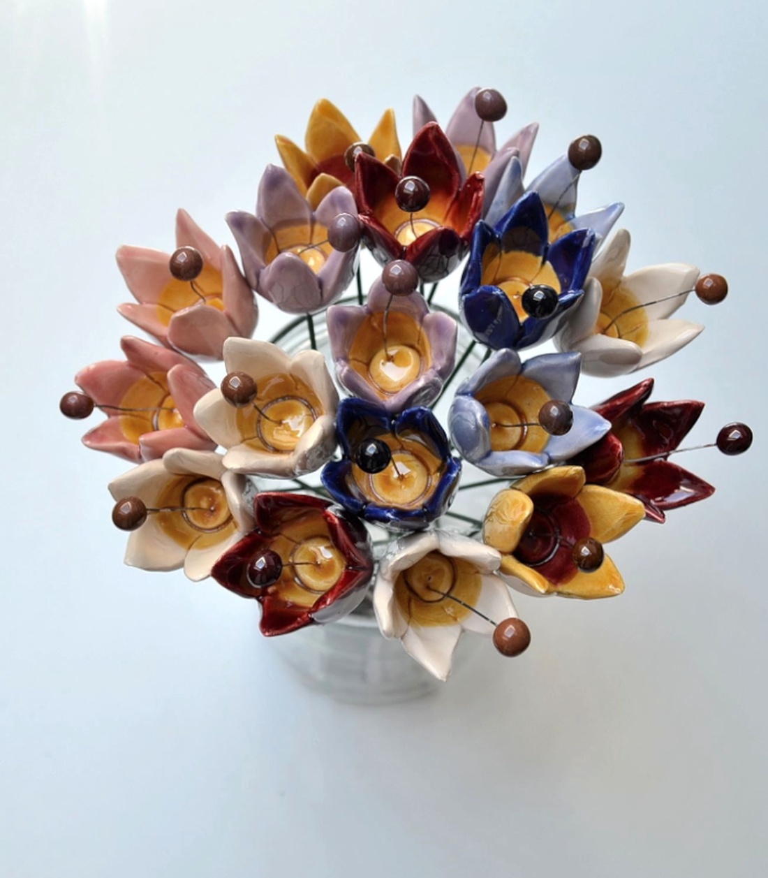 Buchet de flori din ceramică, albastru - casă & stil de viață - decorațiuni de casă - accesorii florale - buchete de flori - Artynos.ro