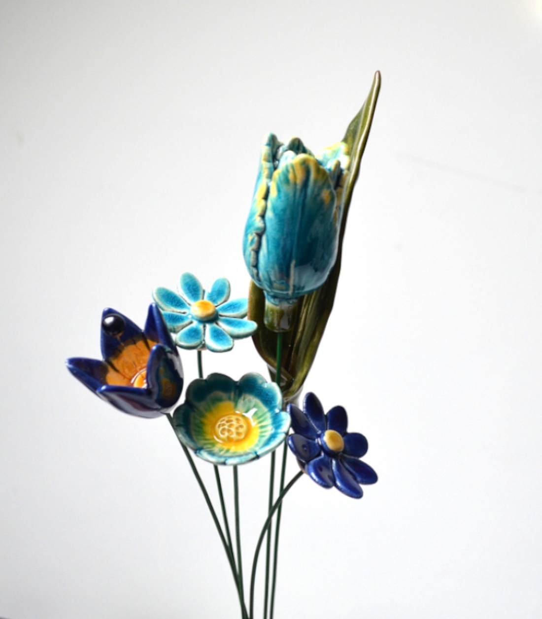 Buchet de flori din ceramică, albastru - casă & stil de viață - decorațiuni de casă - accesorii florale - buchete de flori - Artynos.ro